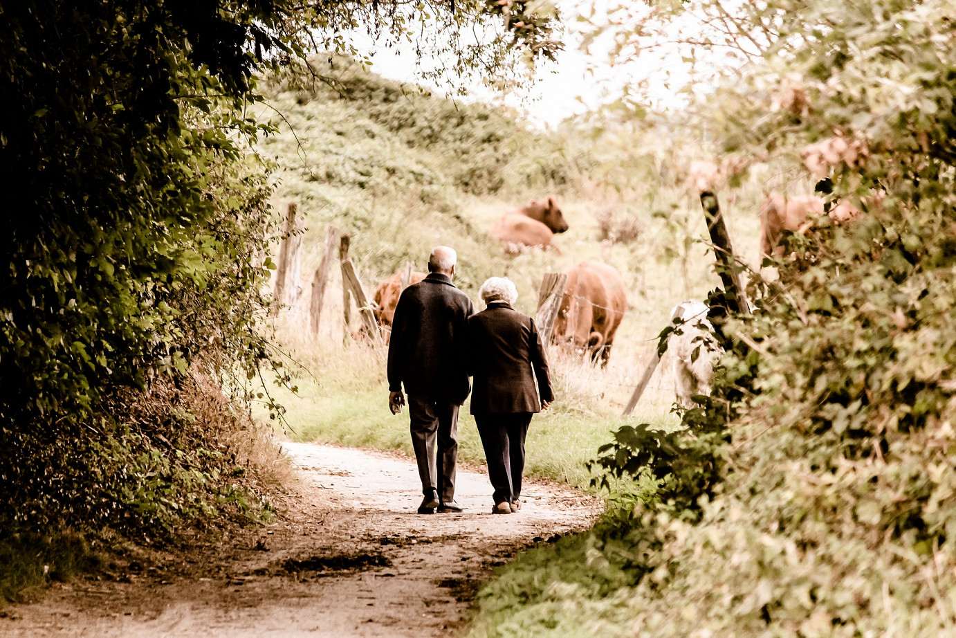 Älteres Ehepaar bei Spaziergang